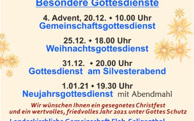 Gottesdienste an Weihnachten 2020